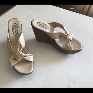 Tan wedge sandals